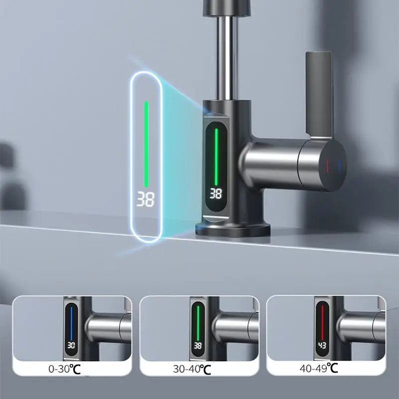 Multifunction Degree Rotating Faucet Mixer Water Tap Digital Led