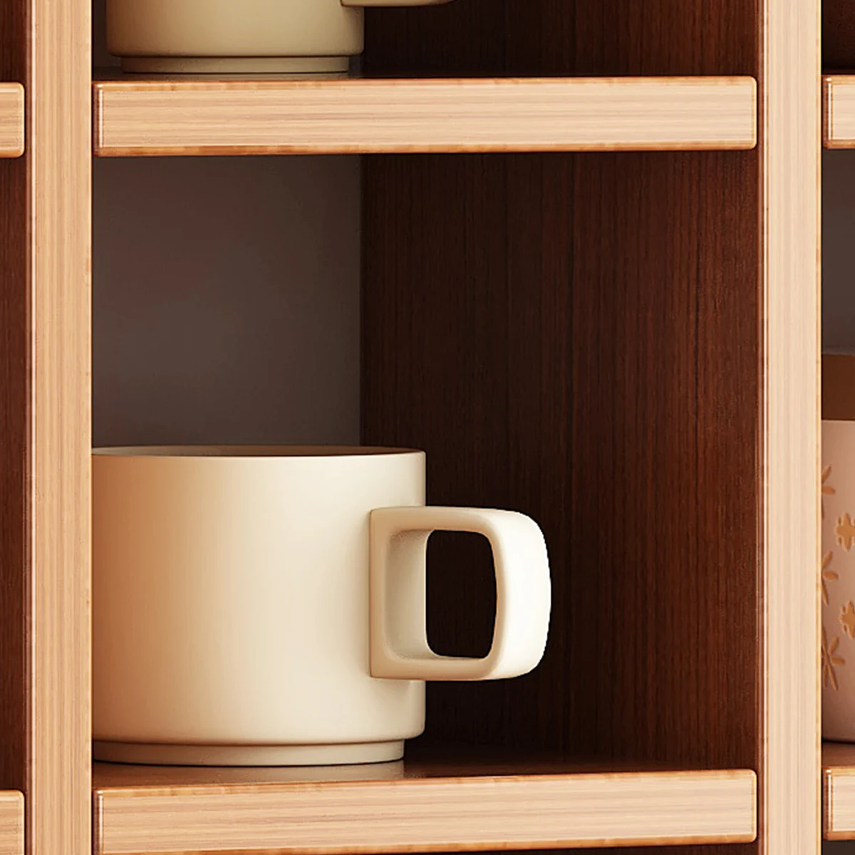 New Wood desktop standing Wall Mounted Coffee Mug Rack cup storage cabinet Organizer Display Storage Shelf