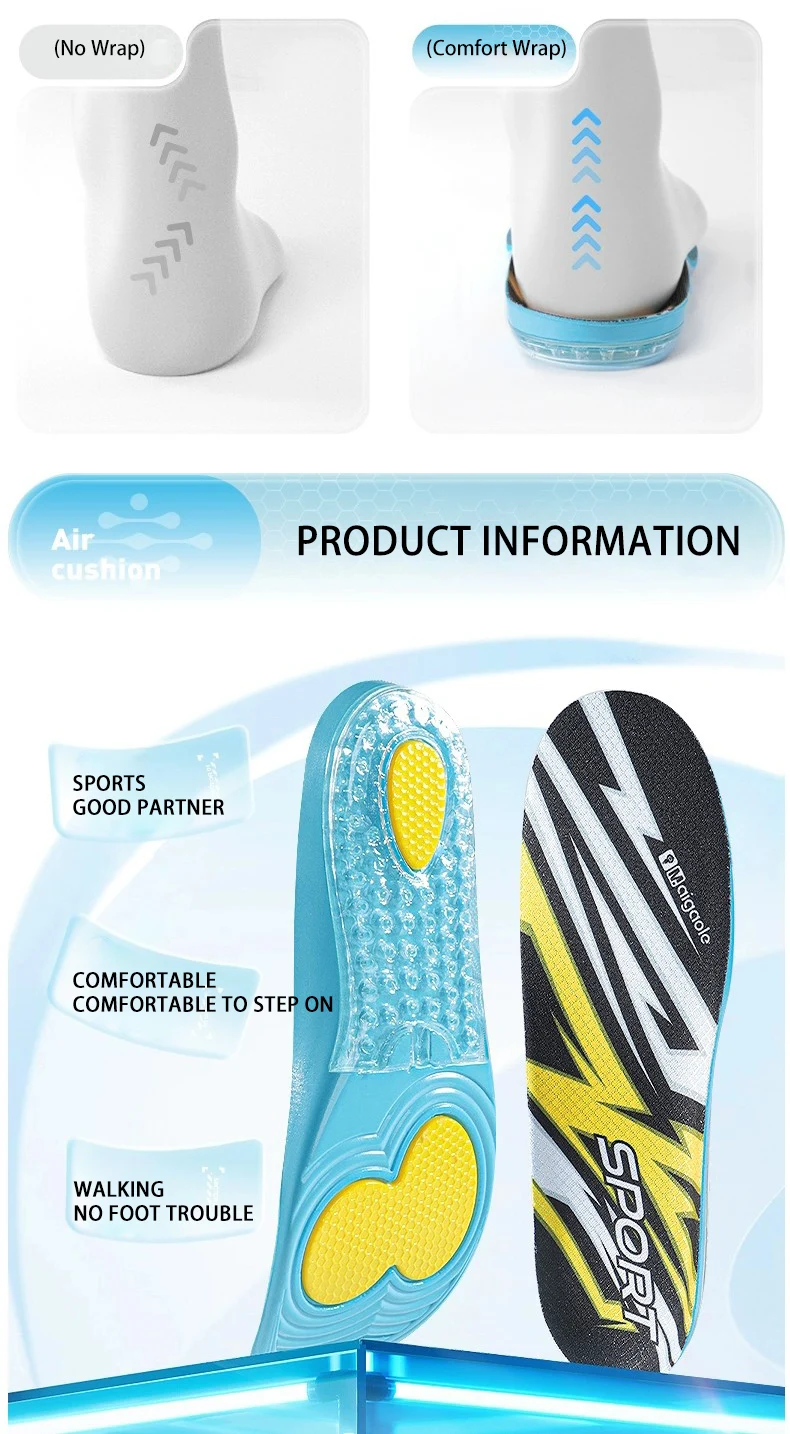 High Elastic Sealed Air Cushion Sports Insoles with Mesh High Elastic Sealed Air Cushion Sports Insoles with Mesh