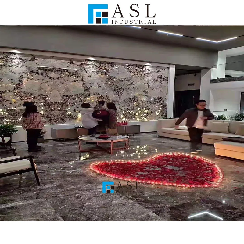 Brazilian stone exquisite white quartzite and ceramic tile wall kitchen countertop project for sale