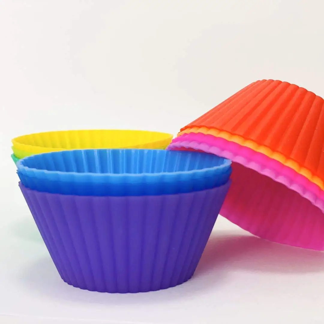 Silicone Muffin Cups Liners Reusable Non Stick Baking Cupcake Dessert & Keto Snacks Mold Holders silicone baking cups