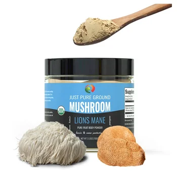 Natural Organic Lion's Mane Mushroom Fruit Body Ground Powder Herbal Suppliement OEM Dried Hericium Erinaceus Powder