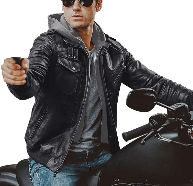 Motorcycle & Auto Racing Sportswear Type and Jackets Style Men PU  Leather Jacket Men Cargo Jackets