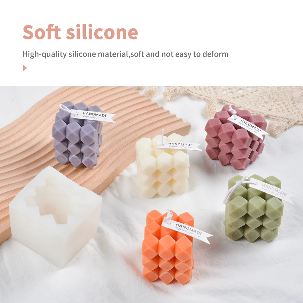 2023 New Style Custom Decorative Bubble Square Scented Silicon Mold For Candle Making 3d