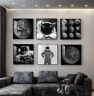 Art Black Wall Art Popular Wall Art Astronaut And Planet Black White Industrial Style Wall Pictures Wall Art Living Room
