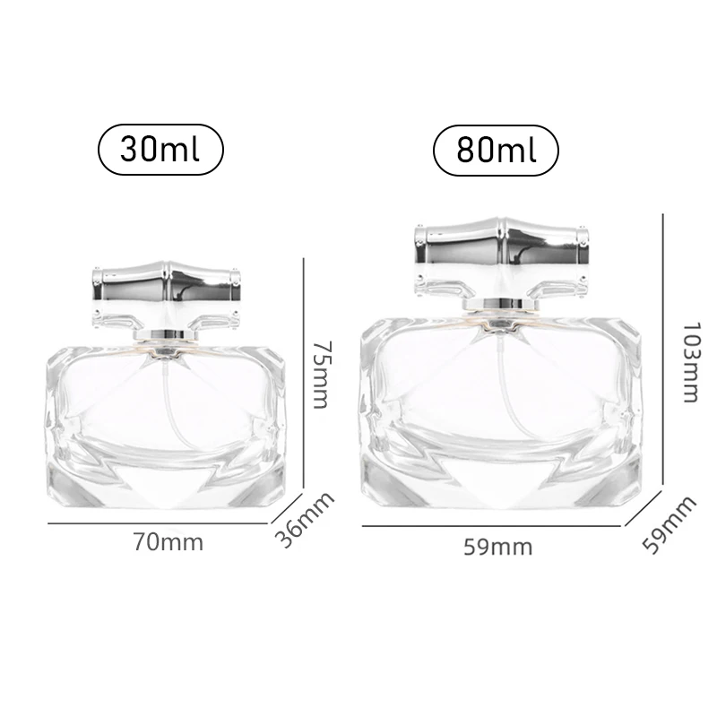 Luxury Wooden Cap Glass Perfume Bottles Spray Atomiser Empty Crystal Square 10ml 20ml 50ml Eco Friendly Cosmetic Packaging Clear