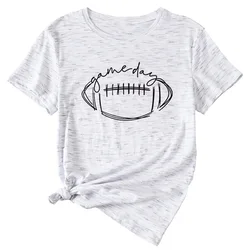Wholesale Rugby Football Printing Tops Plus Size Tees Casual Game Day T-Shirt for Women