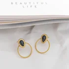 Earrings Stone Sindla 2021 Trendy Stainless Steel Earrings Personality Natural Stone Woven Earrings For Woman