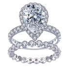 Pear Diamond 14k Ring 14K 18K White Gold Pear 8x12mm DEF VVS Moissanite Diamond Ring