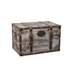 Wooden Crafts Factory Supply Living Room Wooden Trunk Leather Box For Crafts Decoration