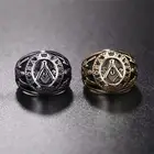 Gold Men's Ring Factory Direct Sales Of Foreign Trade Jewelry Chaonan Gold Masonic Men's Titanium Steel Ring