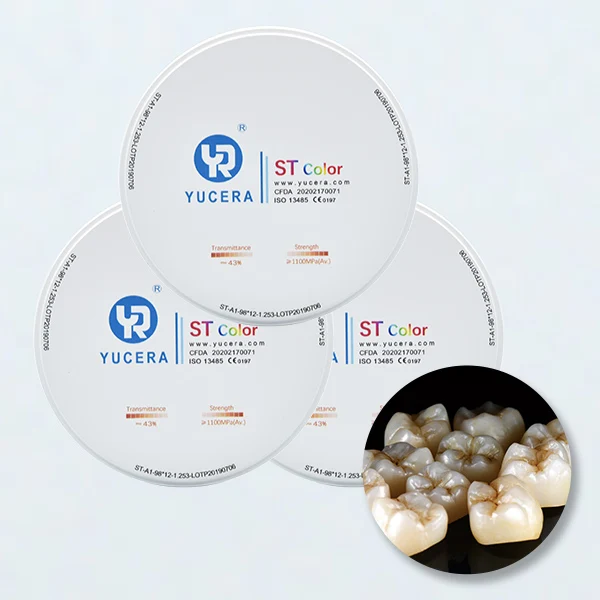 Yucera Dental Ceramic Cad Cam ST Color Zirconia Block Open System 98mm with CE and ISO