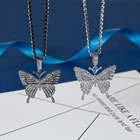 Necklace Cuban Wholesale Women Iced Out Diamond Chain Cuban Link Hip Hop Butterfly Necklace Pendant Jewelry