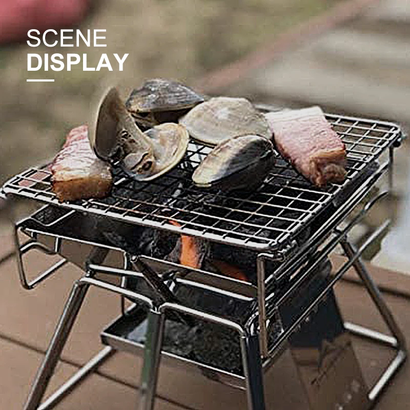 Outdoor Camping Bbq Grill Set Stainless Steel Portable Collapsible