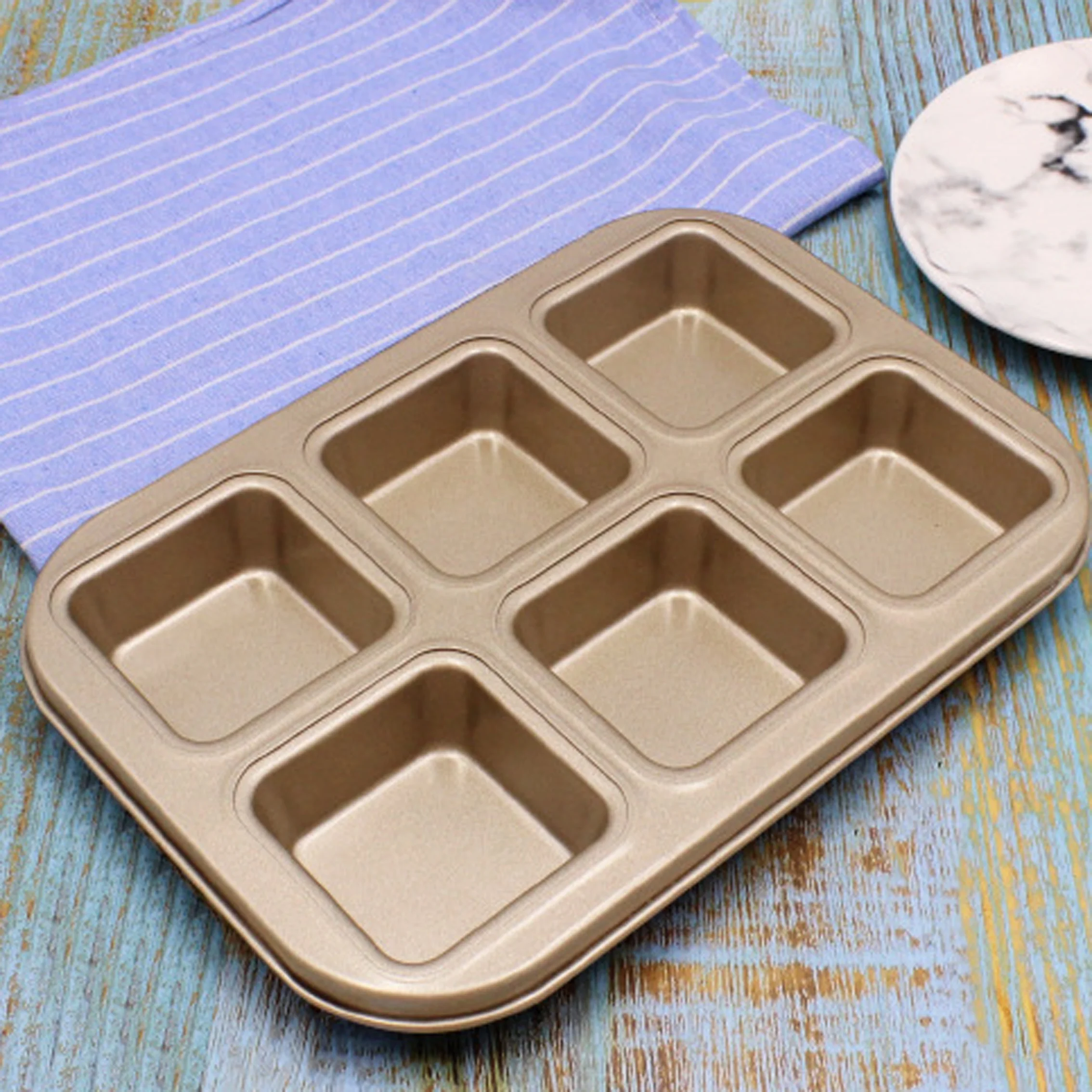Hot Selling 6 Cavity Non Stick Carbon Steel Mini Loaf Pan For Diy Rectangle Baking Mold Cake Pan Mold Aluminum alloy cake molds