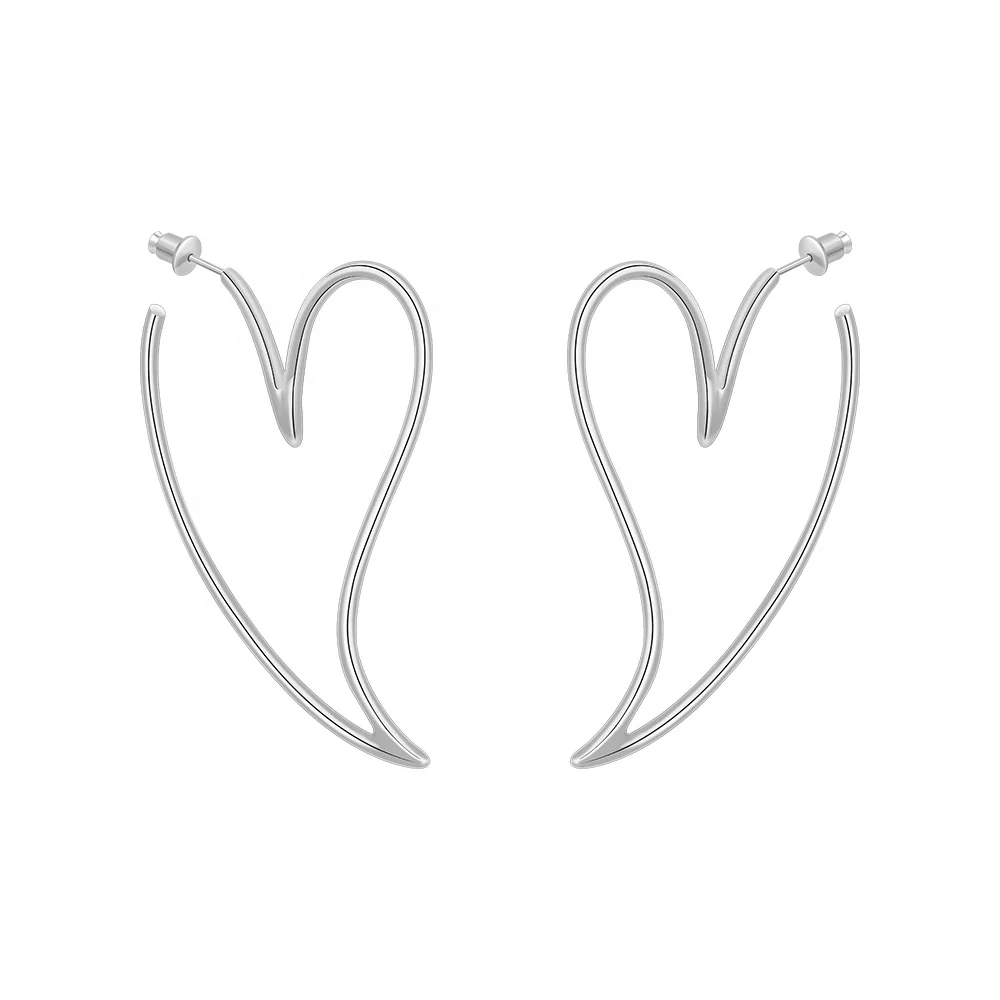 Latest 18K Gold Plated Brass Jewelry Irregular Hollow Line Heart Hoop Earrings For Women Gift Accessories Earrings E231462