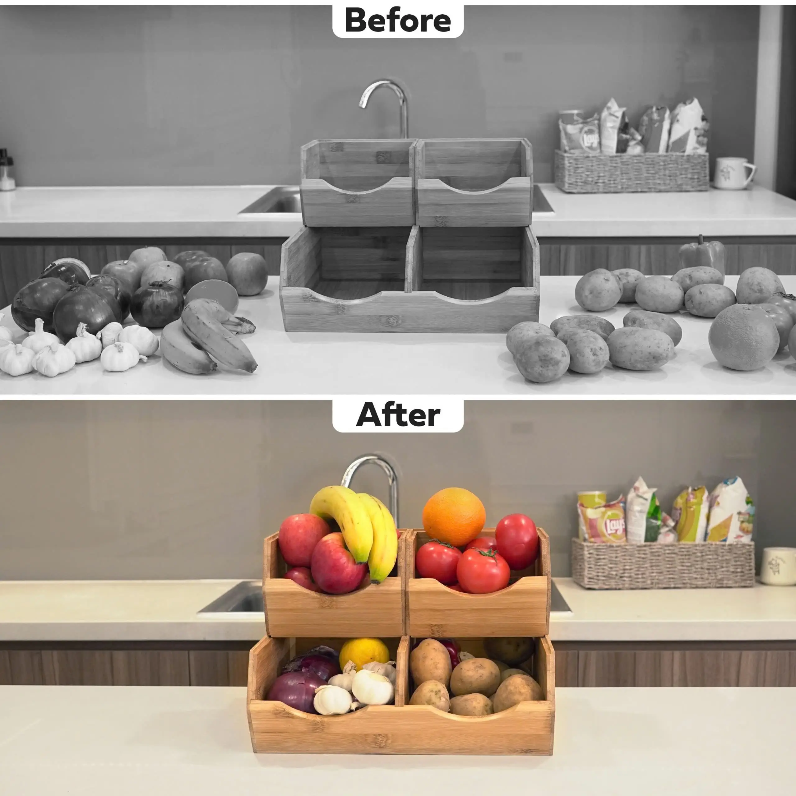 product 4 pieces bamboo organizer box storage holders racks fruits basket vegetable storage containers snack kitchen storage-7
