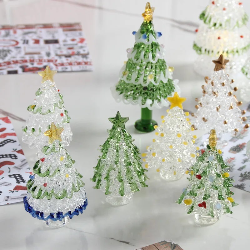product shining exquisite 3d engraving crystal christmas tree decorations miniature handmade festive ornaments for holiday home accents-7