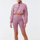 Sweatshirts Sweatshirt H035 Custom Fleece Half Front Zip Top Boutique Side Zipper Pockets Sweatshirts For Women