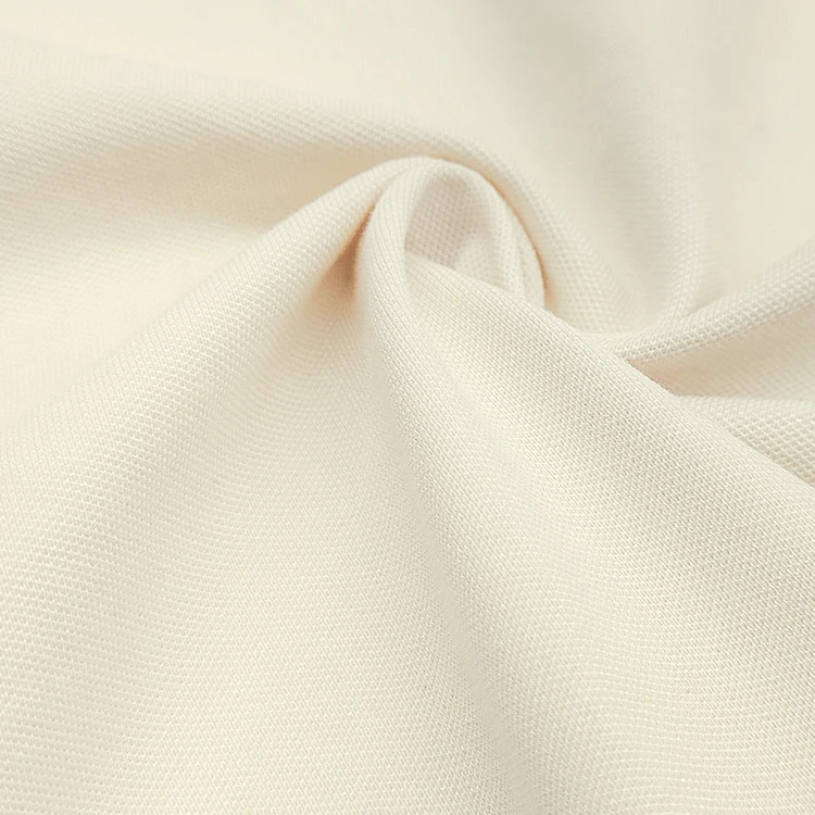 Plain Dyed Knitted Fabric Bamboo Cotton Spandex Material Pique Fabric for Business Casual Polo Shirt factory