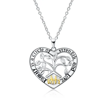 Cubic Zirconia Family Spiritual Tree Gifts Sterling Silver Tree of Life Heart Pendant Necklace