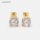 Cz Stud Czcz Classic Simple CZ Stud Earrings Hot Sale 3mm To 8mm Clear Zircon Plated Jewelry Stud Earrings