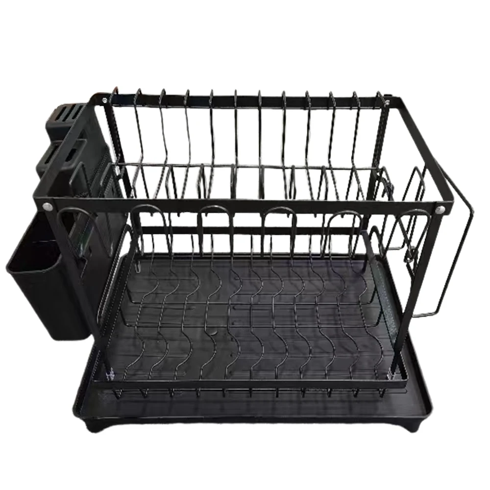 Multi Functional Tabletop 2 Tier Retractable Dish Drying Rack Bowl And Dish Drain Rack Kitchen Organizer