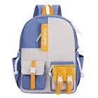 School 2021 School Bag Personalized Wholesale Fashion Zipper Stitching Colorful Checkered Backpack