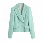 Ladies Coats Runwaylover Y2138 Double Breasted Ladies Fashion V-Neck Blazer Coats
