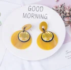 And Resin Earring European And American Fashion Trend Geometric Round Resin Big Earring Personality Cat Eye Accessories