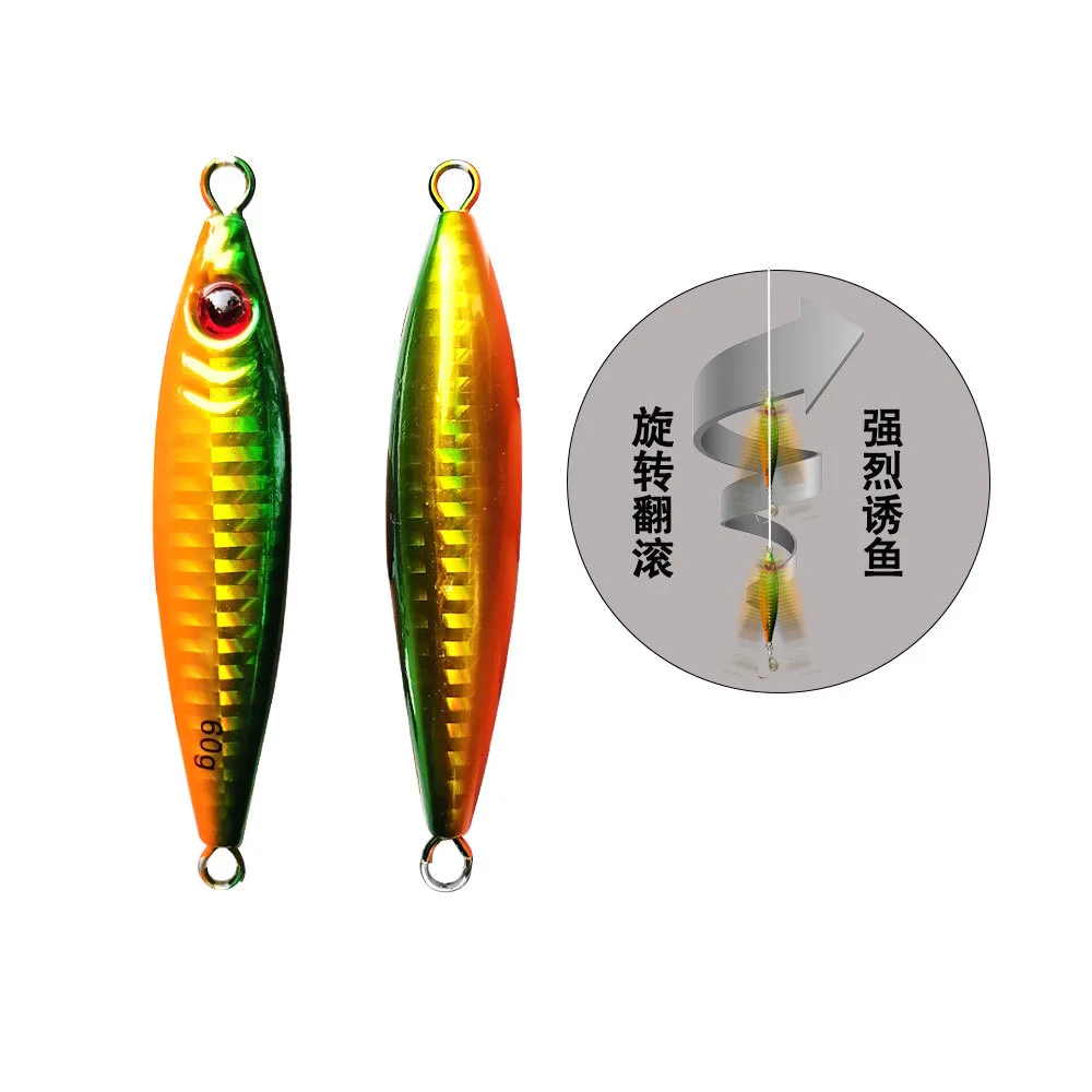 Metal Fixture Bait 60g 80g Deep Sea Sinking Slow Descent Bait Peche Fixture Fishing Bait Luminous and UV Lead Fixture