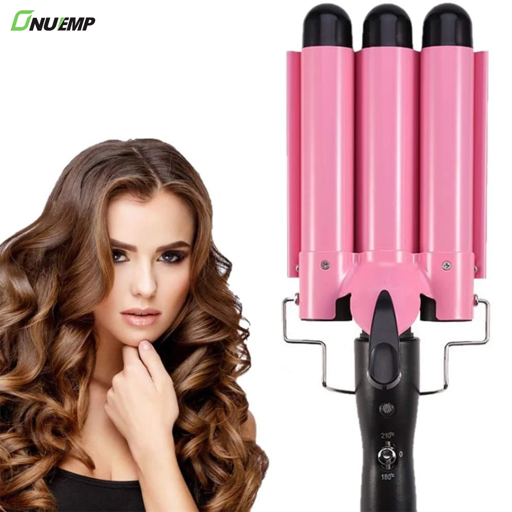 Onuliss Three Barrel Ceramic Ionic Big Wave Curler Automatic Lcd Curling  Iron Portable Auto Magic Cordless Hair Curler - Buy Home Use New Three  Barrel Ceramic Ionic Big Wave Curler Automatic Lcd