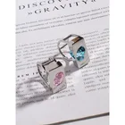 Gem Ring Ins New Crystal Gem Open Ring Pink Diamond Blue Diamond Niche Personality Metal Ring