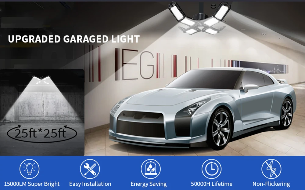 2021 linkable wraparound led highbay light 75 wattled deformable car garage light for workplace lighting