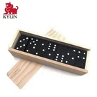Dominoes Set Us Board Games Wooden Dominoes 28-Piece Set Box - Black Color Wood White Numbers Kids Adults Board Games