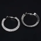 Ear Ring Exaggerated Big Ear Ring Full Diamond Double Row Silver Earrings All-match Earrings