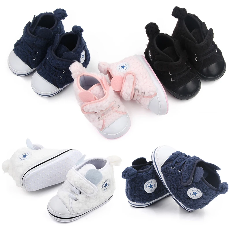 Autumn and winter new plush ear and tail decoration baby girls and boys warm toddler shoes factory