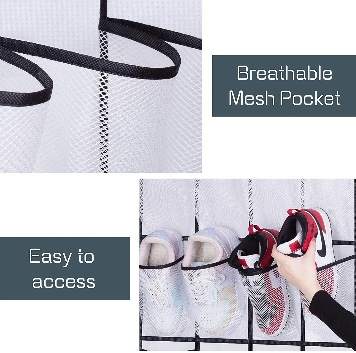 Large mesh bag door shoe rack, hanging shoe storage bag for closet hanging shoe rack hook, closet organizer