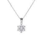 Charm Women's Charm Christmas Gift Christmas Snowflake Zircon 925 Sterling Silver Jewelry Necklace