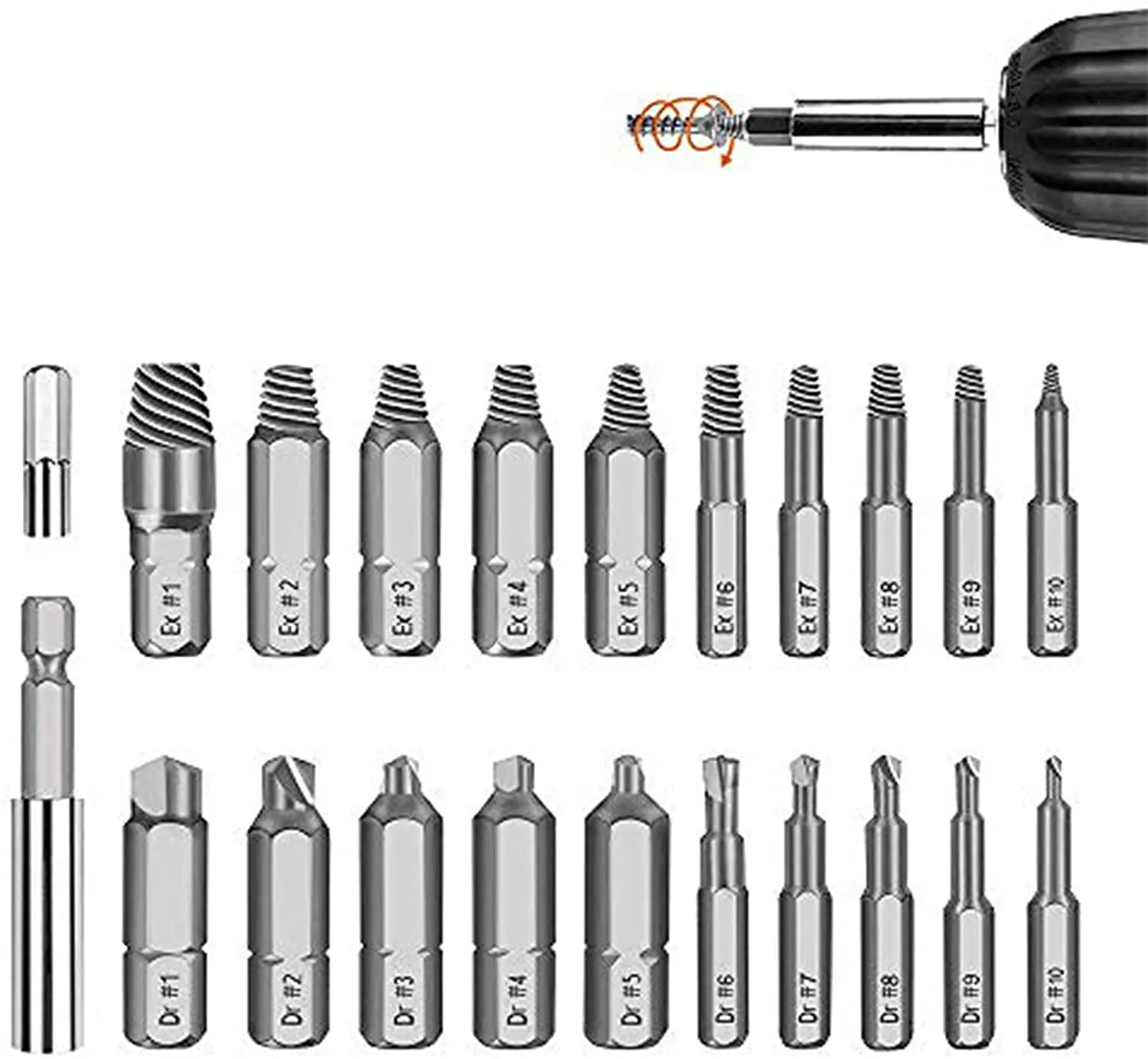 Details about   22Pcs Stripped Screw Extractor Drill Bit Set Damaged Broken Screw Removal EE 