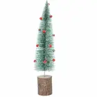 Bells Artificial Faux Green Bristle Xmas Tree With Red Bells Rustic Log Base 2 Sizes