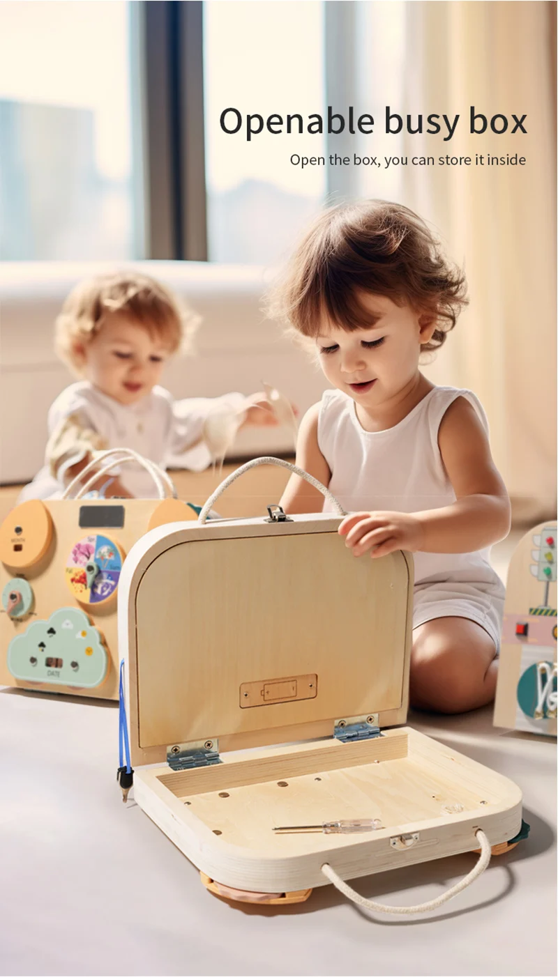 Montessori enfants activité en bois panneau occupé lumière LED début éducatif sensoriel premier anniversaire cadeaux boîte occupée jouets pour enfants fabrication