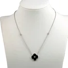 Black Necklace Wholesale Cheap Fashion Lucky 4 Leaf Clover Design Black Ceramic Necklace 925 Sterling Choker For Women