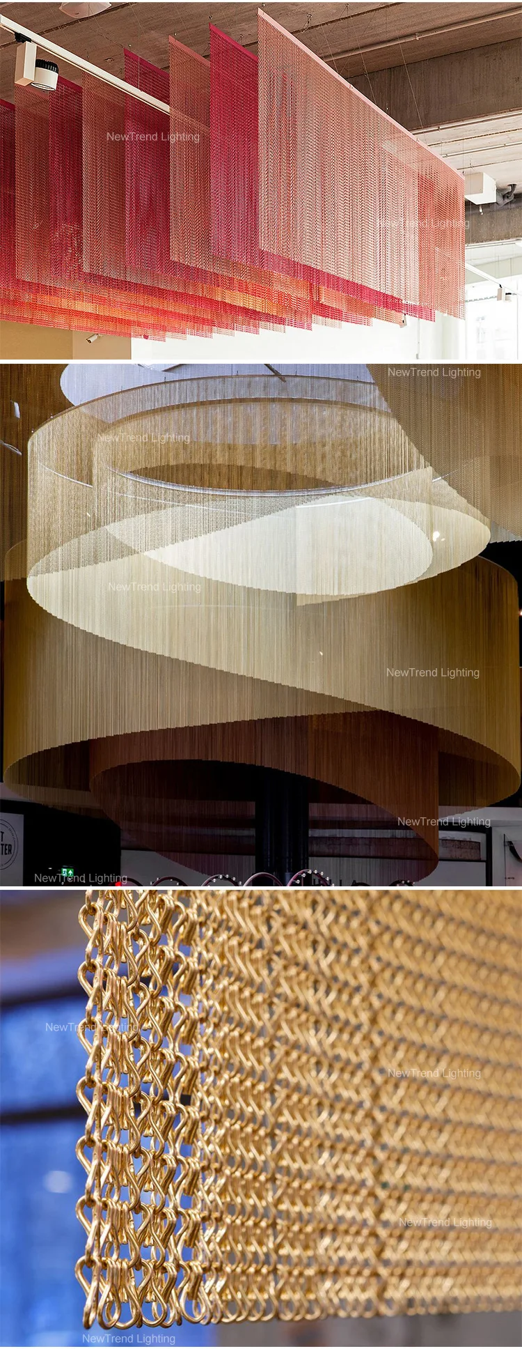 CPL-199 New Arrive Indoor Decoration Chandelier Hotel Villa Staircase Salon Modern Aluminum Chain LED Pendant Light supplier