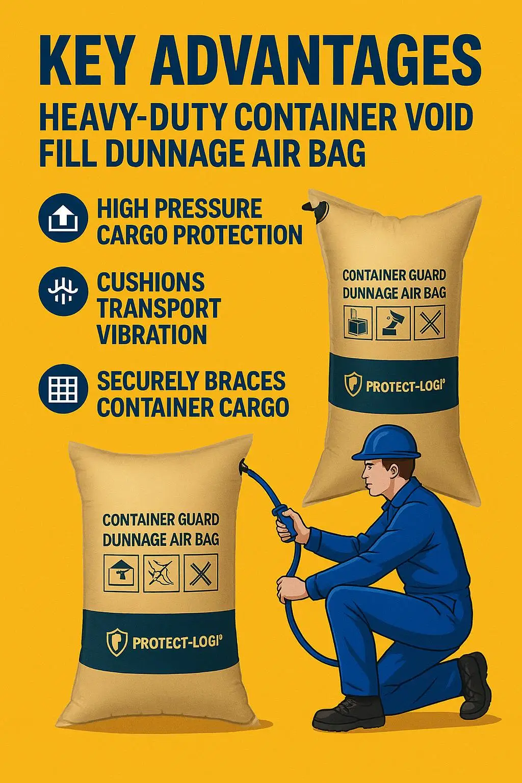 PP Material Inflatable Bag Fillers Lightweight Portable Protective Cushioning Material for Dunnage Airbags Valve Container - detail 3
