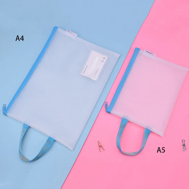 EVA material A4 file bag storage bag stationery  support printing zipper data bag A5 wholesale