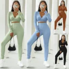 Sexy 2021 Autumn Winter Women's Suits Sexy Crop Top Sweat Pants Jogging Fitness Women 2 Piece Sets