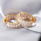 Stud Earrings Earring New Arrival 14k Gold Plated Zircon Diamond Stainless Steel Stud Earrings Set Baguette Hoop Earring