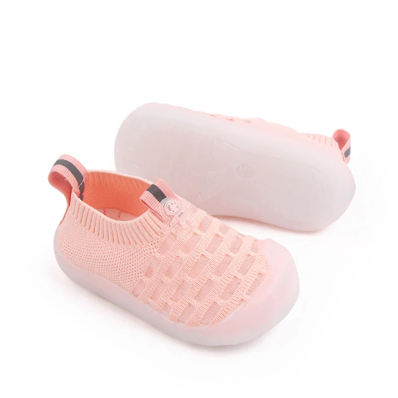 Spring and Summer Solid Color Mesh Surface Breathable Children Soft Soled Toddler Floor Shoes details