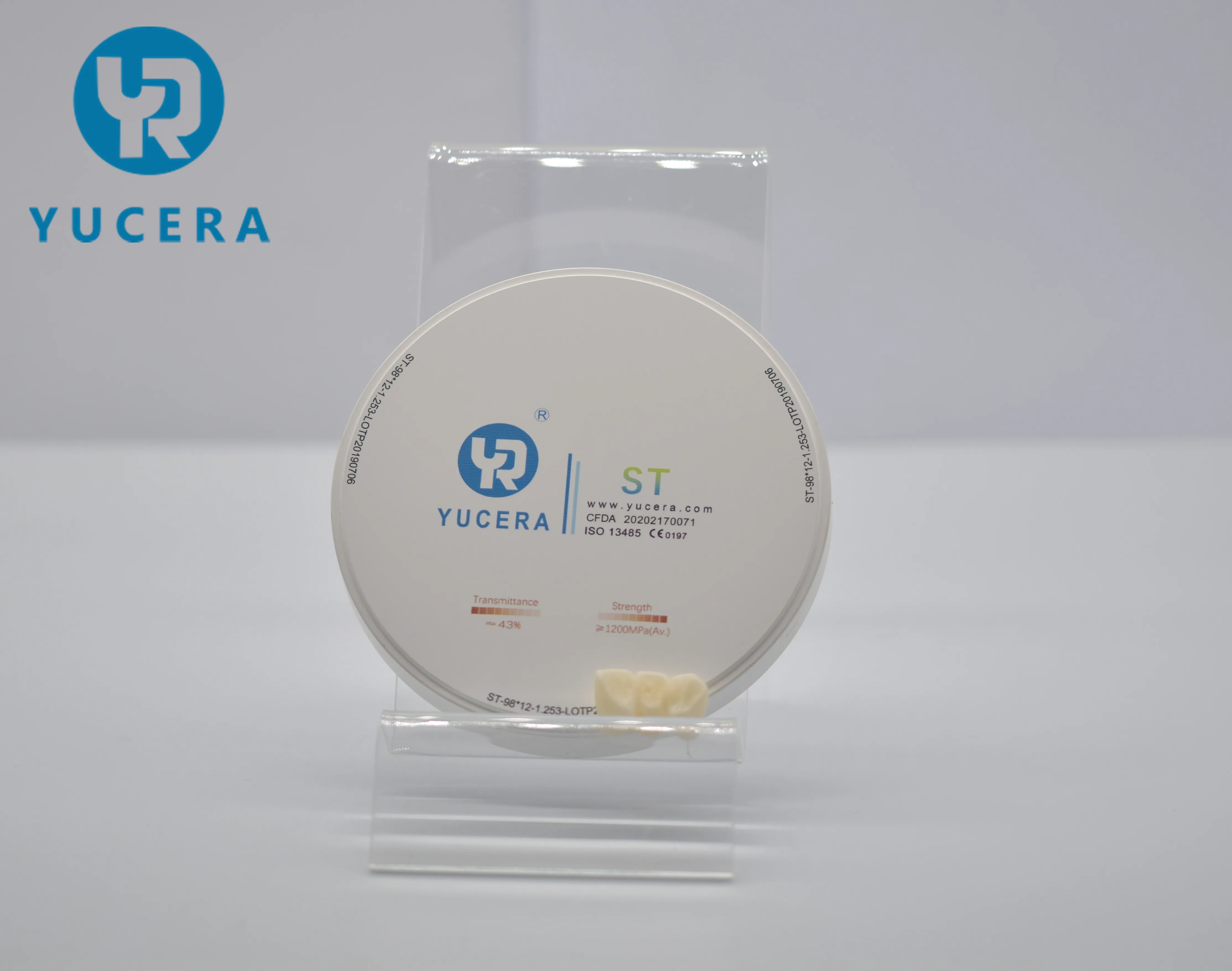 YUCERA ST White Zirconia Block Dental Lab Use Cad Cam 98mm White Blank Zirconia Blocks for 5 Axis Dental Milling Machine